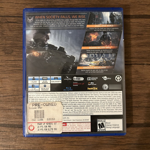 Tom Clancy's The Division Ubisoft Ps4 Fisico Usado (Usado)