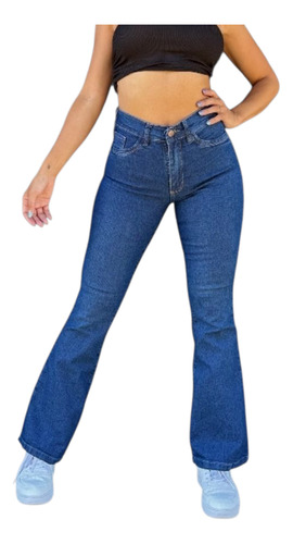 Pantalon Jeans Elastizado Recto Color Azul