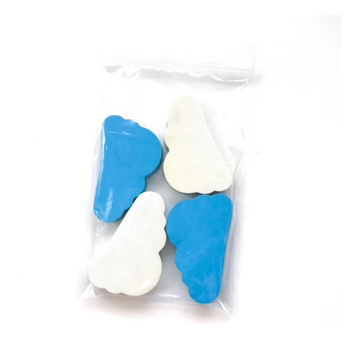 4 Borradores Nube Azul Blanco Sin Caja Producto D Exhibición