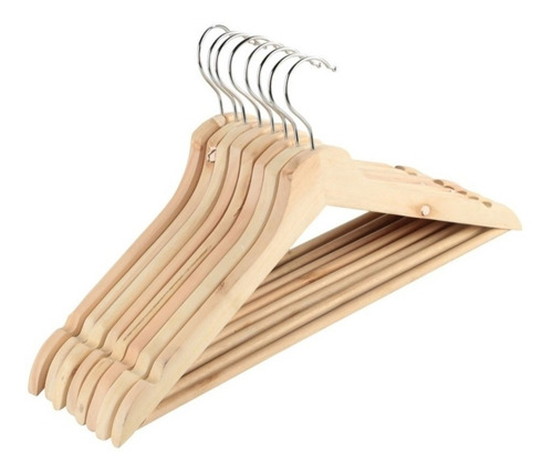 Ganchos En Madera Colgadores De Ropa X 8 Unidades