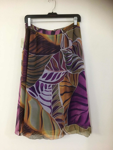 Falda Marca Ma Griffe Talla 40 Morado Con Hoja