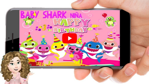 Invitación Digital En Vídeo De Baby Shark Bebe Tiburon Niña