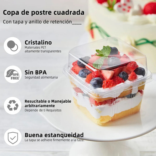 50 Vasos Desechables Con Tapa De Postres Fiesta+cuchara,8oz