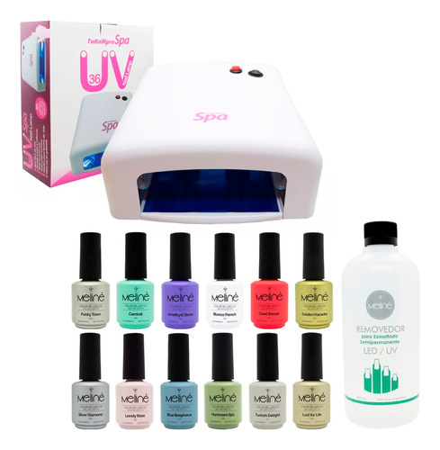 Kit Cabina Uv 36w + Meline X12 Esmaltes Uñas + Removedor 3c