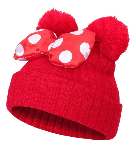 Gorro Para Bebe 2 Pompon Niño Niña Dama Minnie Mimi Con Moño