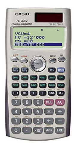Calculadora Financiera Casio Fc-200v Con Pantalla De 4 Line