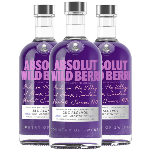 Vodka Absolut Wild Berri Saborizado 01mercado - Pack X3