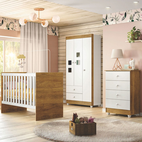 Quarto De Bebê Completo Life 100% Mdf 3 Portas 6 Gavetas