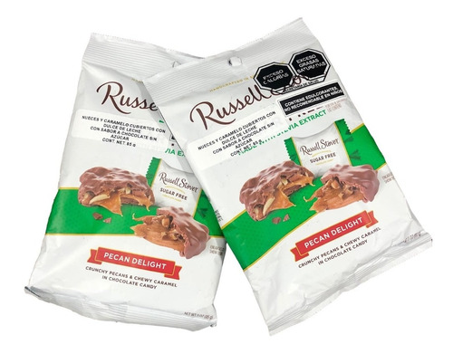 2 Pz. Russell Stover Chocolate Sin Azúcar  Pecan Delight 85g