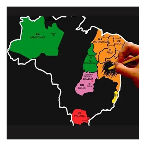 Mapa P/ Raspar Do Brasil A4 Off Paper C/ Bastão Cor Preto