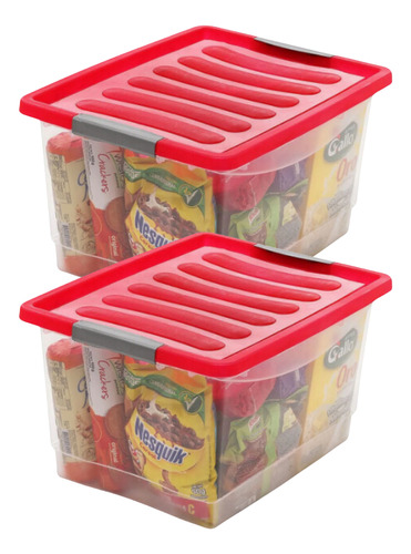 Organizador Contenedor Plastico Con Tapa Y Taba 18 Litros X2