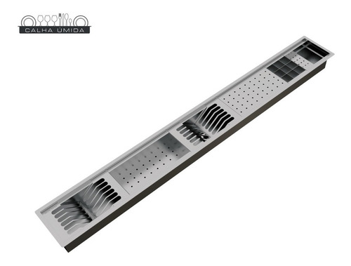 Calha Úmida Canal Organizador Equipado Escorredor Inox Embut