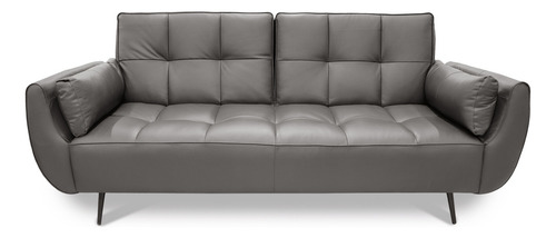 Sofá Cama De Piel Genuina Toronto - Confortopiel, 3 Plazas Color Gris Oxford