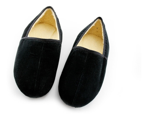 Pantuflas Pana Negra. Zapatos Para Hogar Cómodos Para Hombre