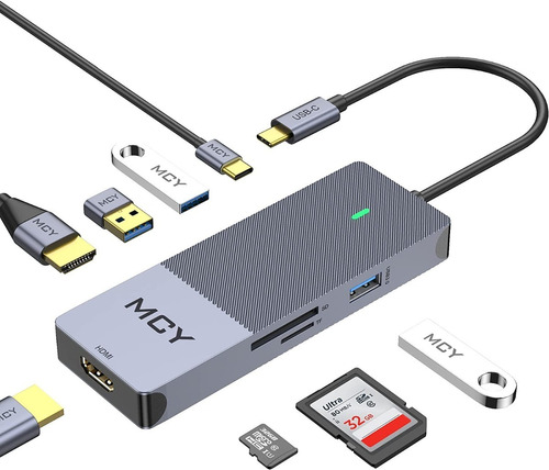 Hub Usb-c - 8 En 1 - 3 Usb-a - 1 Usb-c Pd - 2 Hdmi 4k - Sd