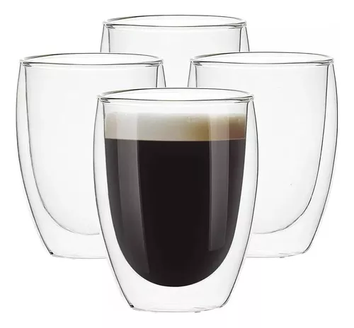 Vaso de Vidrio Doble Pared con Oreja 350ml - Café Típica