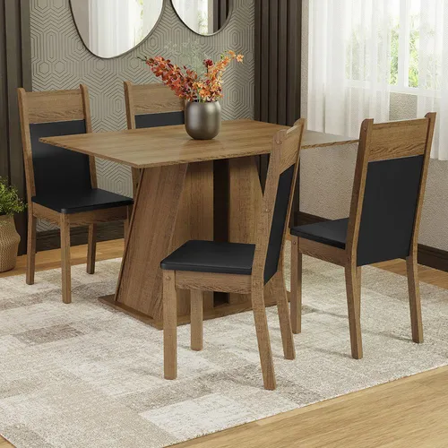 comprar Juego De Comedor Madesa Angel Con 4 Sillas Marrón Negro