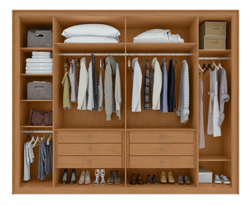 Guarda Roupa 6 Portas S/ Espelho Easy Space Amendoa Clean