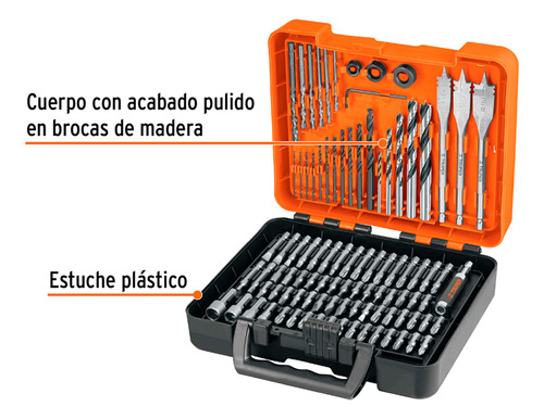 Set Brocas Y Puntas 100 Pz Estuche Plástico Jbpun-100 Truper