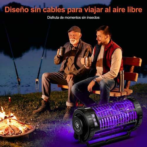 Bylifity G5495 lámpara mata mosquitos eléctrico Uv luz mata insectos ip65 soporta carga solar con batería de 4000mah adecuado para el hogar camping color negro