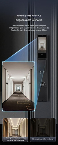 Cerradura Inteligente Alta Gama - Rostro Y Palma Thouse Negro Brillante-bordes Plateado