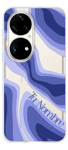 Funda Para Huawei Para Mujer Curvas Azules Con Tu Nombre