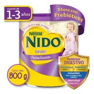 Leche de fórmula en polvo Nestlé Nido Kinder Deslactosado en lata de 1 de 800g - 12 meses a 3 años