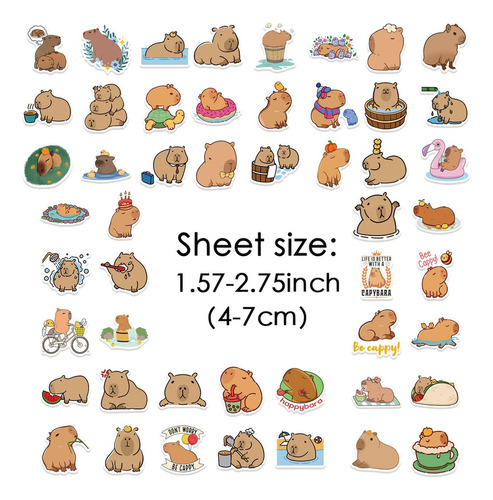 Wf Adesivos Animais 50 Adesivos Capivara Resistentes