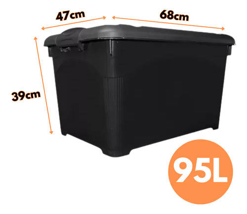 Kit 2 Caixa Organizadora 95 L Com Travas E Rodinhas Plastico