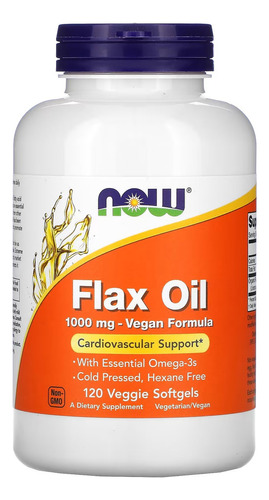 Flax Oil 1000mg (óleo De Linhaça) 120 Veg Softgels Sabor Sem