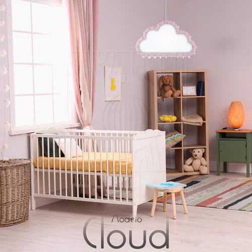 Luminária Pendente Nuvem Para Quarto Infantil Bebe Menina Cor Rosa-claro