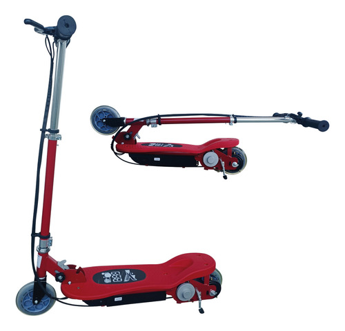 Scooter Eléctrico Plegable Recargable Altura Ajustable Niños Color Rojo