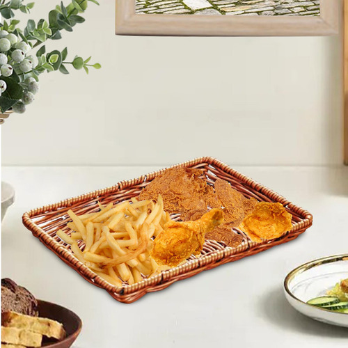 Cesta De Frutas De Ratán De Imitación, Rectangulares 23cm