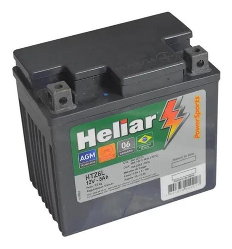 Bateria Moto Htz6l Biz 110/125 Cg 125/150 Heliar 5ah Selada