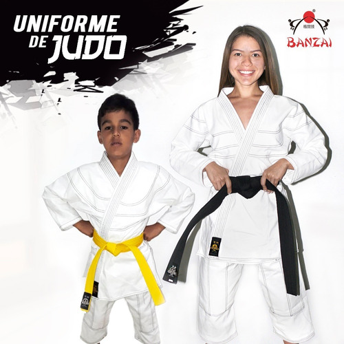 Uniforme De Judo Blanco Pesado 16 Oz Banzai, Tallas 000 Al 9