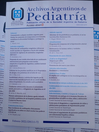 Archivos Argentinos De Pediatría 2021 2022 X 9 (Usado)