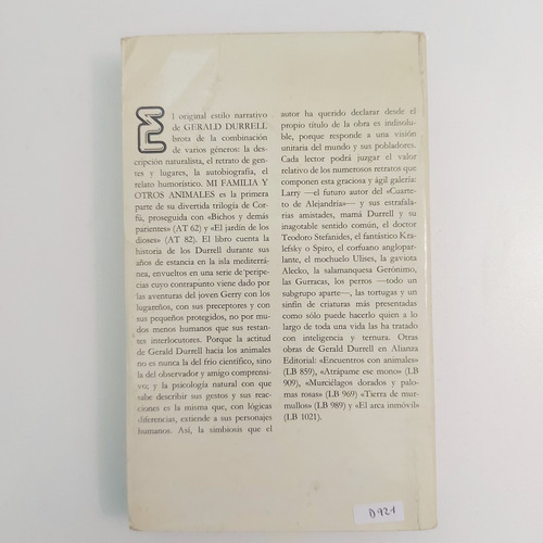 Mi Familia Y Otros Animales - Gerald Durrell (d) (Usado)