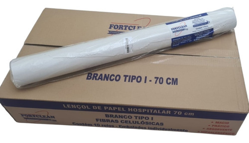 Lençol Papel Descartavel Hospitalar Maca 70x50 Cx 10 Rolos