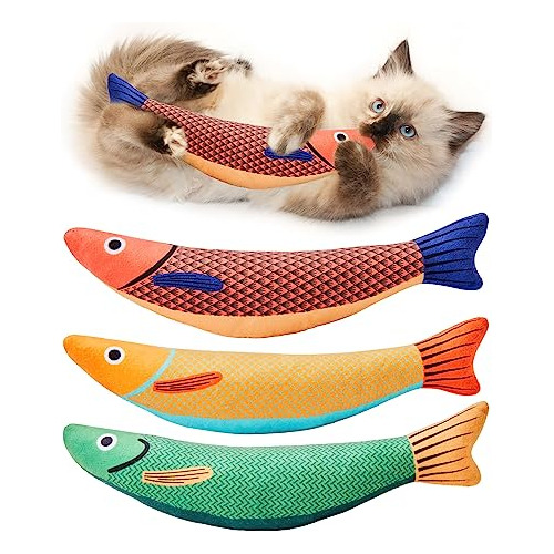 Potaroma Juguetes Para Gatos Saury Fish, Paquete De 3 Juguet