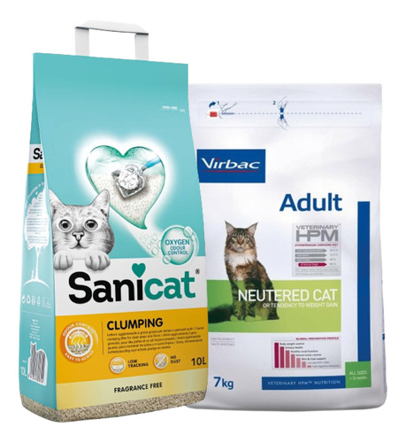 Hpm Gato Adulto 7kg + Sanicat Clumping Sin Aroma 10lts