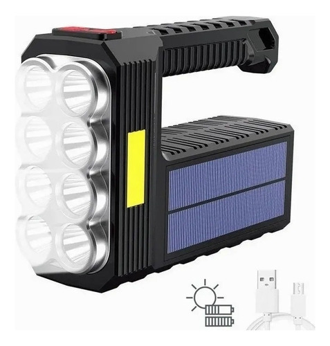 Lampara Táctica Led+cob Recargable Impermeable Energía Solar