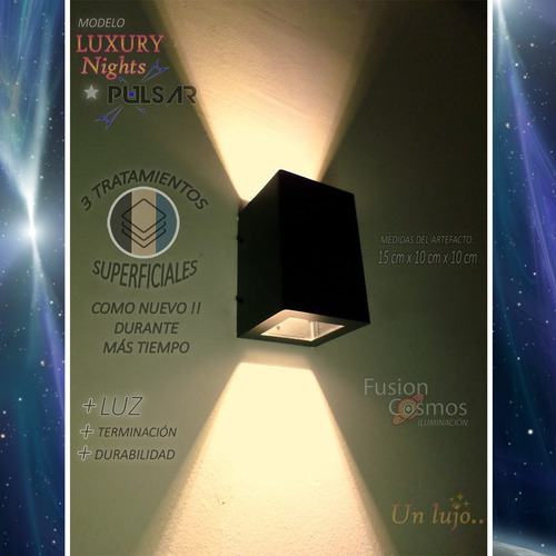 Imagen 8 de 10 de Aplique Pared Exterior Bidireccional Potente Led 10w Pack X2