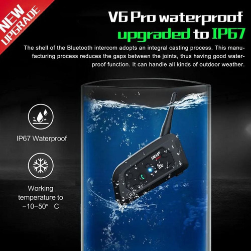 2 Intercomunicadores V6 Pro Bluetooth + Controle P/ Capacete