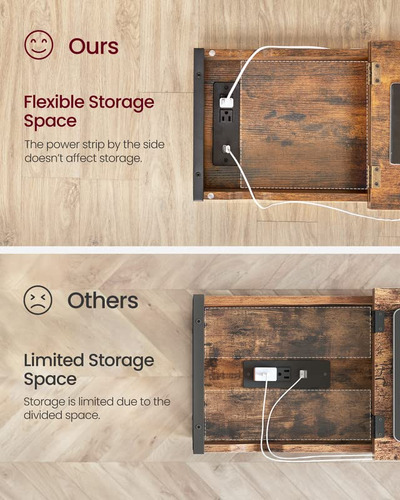 Vasagle Mesa Auxiliar Con Puertos Usb Y Tomas De Corriente
