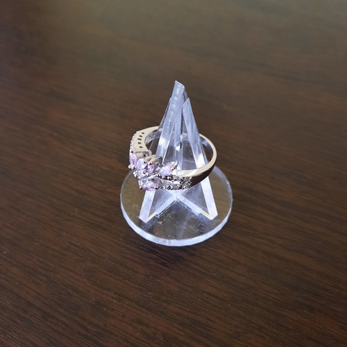 Imagen 6 de 10 de Exhibidor Para Anillos Cono Base Redonda Acrilico Pack X4