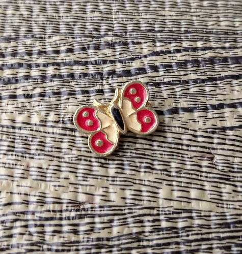 Broche Prendedor Mariposa Rojo Y Dorado