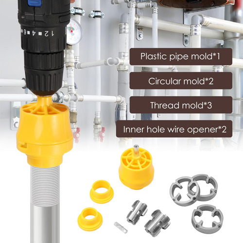 Herramienta Para Roscas De Pvc Taladro Eléctrico 3 Troqueles Amarillo