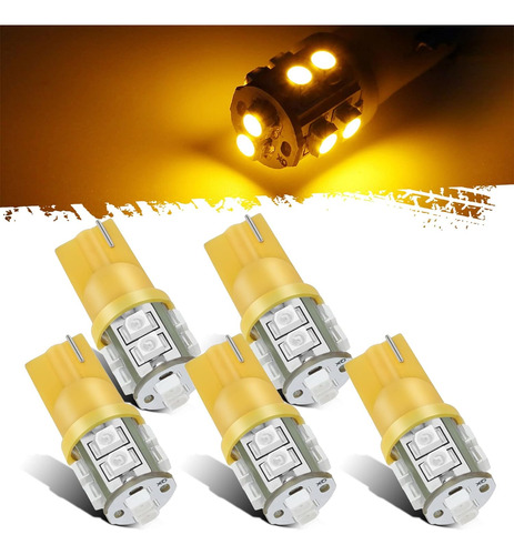 5x 194 168 T10 10-3528-smd Focos Led Ámbar Para Lámparas De 