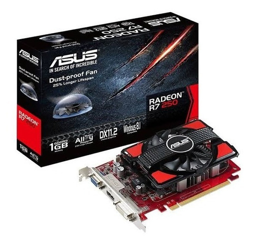 Placa De Video Vga Asus R7-250 1gb Ddr5 Pci-e 16x 128bit