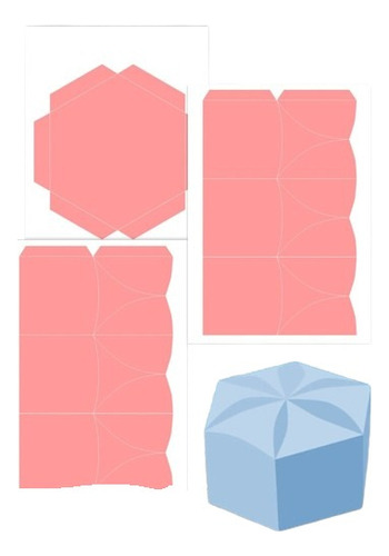 Kit Imprimible Molde Caja Hexagonal Editable